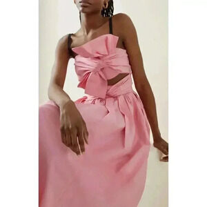 Carolina Herrera Cut Out Bow Bodice A-Line Dress 0 XS Midi Tea Wedding Cocktail